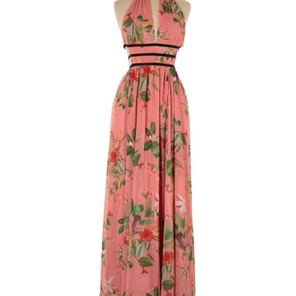 NWOT Express Side Cutout Maxi Dress Floral Halter Maxi Dress